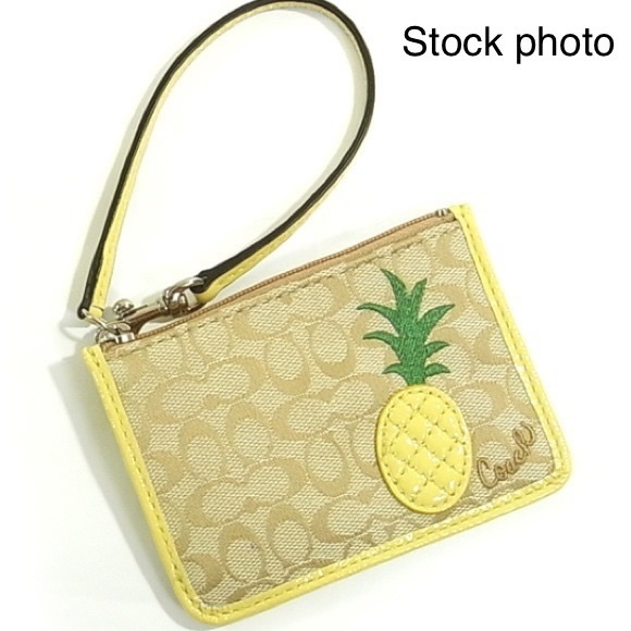 SOLD Coach Mini Skinny Pineapple Coin Purse key wristlet patent leather F47470 - Picture 5 of 5